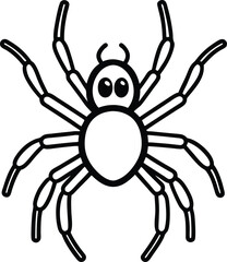 Simple Black Line Art Spider for Halloween Designs