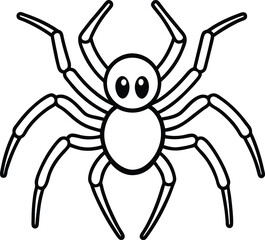 Simple Halloween Spider Line Art Minimal Black Outline Vector Graphic