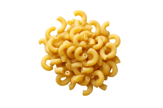 A pile of cavatappi pasta on black background