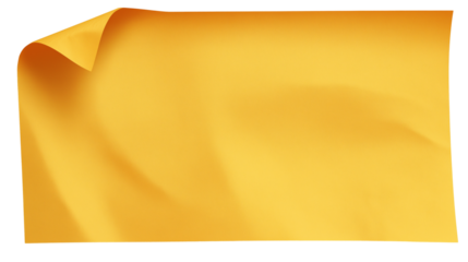  yellow piece of paper with curled corner isolated on white background