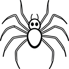 Simple Black Line Art Spider Illustration for Halloween