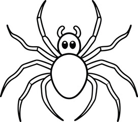Simple Black Line Art Spider Illustration for Halloween