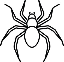 Simple Black Line Art Spider for Halloween Designs