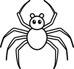 Simple Black Line Art Spider for Halloween