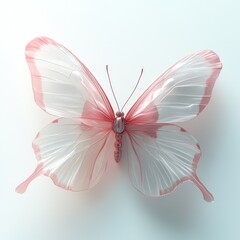 Elegant and Delicate Pink and White Butterfly with Whimsical Design and Graceful Wings on a Soft Background