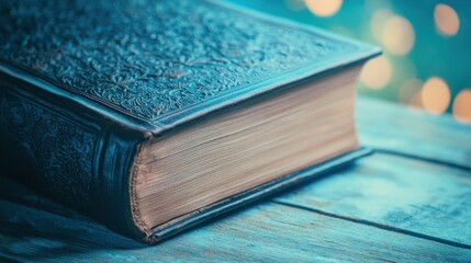 Intriguing antique book resting on a rustic surface.