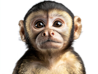 Portrait Of A Baby Monkey Isolated On A White Background