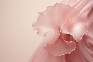 Abstract composition made of decorative pink ginkgo biloba leaves on pastel background.