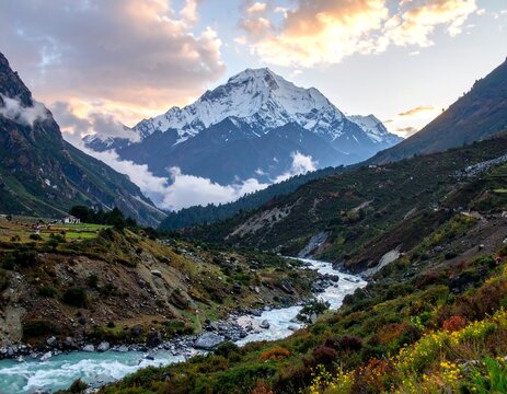 Mount Nanda Devi, one of the highest and most revered peaks in the world, stands as a symbol of natural beauty and spiritual significance, surrounded by rugged terrain and breathtaking vistas.

