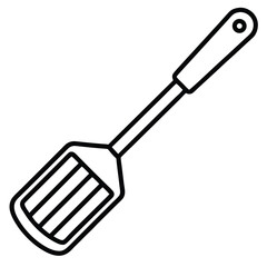 Kitchen spatula outline shows classic utensil for cooking and baking preparation in restaurants