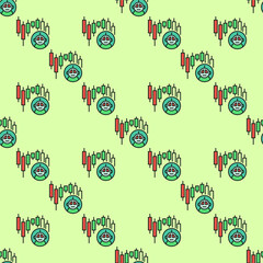 Candlestick Chart and Trading Bot vector colored seamless pattern