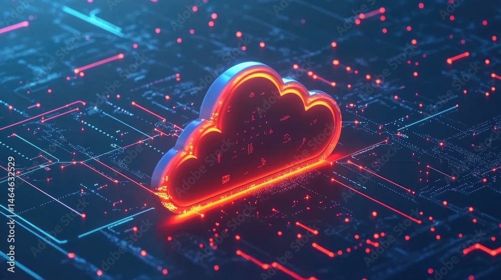 Poster cloud platform over network grid background symbolizing business scalability in digital transformati