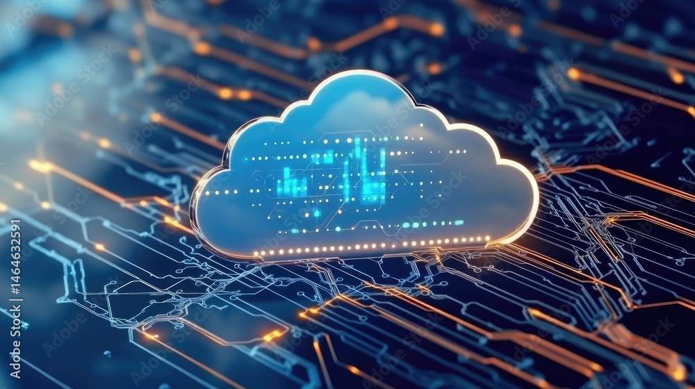 Poster cloud platform over network grid background symbolizing business scalability in digital transformati