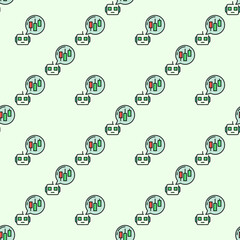 Cryptocurrency Trading Robot with Speech Bubble vector automation tools colored seamless pattern