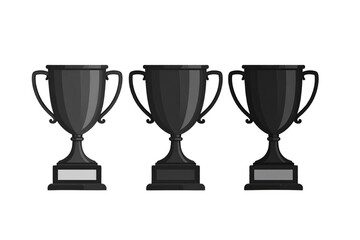 Fototapeta na wymiar 3 Set of Gry color trophy icon, vector illustration with a white background