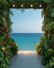 Fototapeta premium Tropical Minimalist Background with Exotic 3D Design Aesthetic