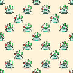 Crypto Trading Bot vector Automation Tools colored seamless pattern