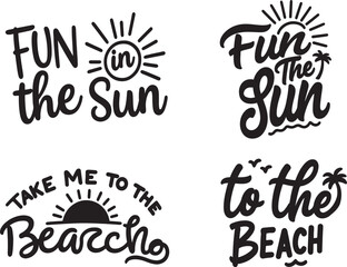 Fototapeta premium Summer Quotes Design Set summer sublimation black and white clipart Crafting T shirt design 