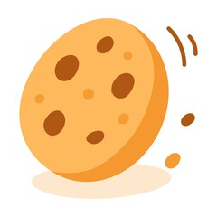 An illustration of a chocolate chip cookie on a white background