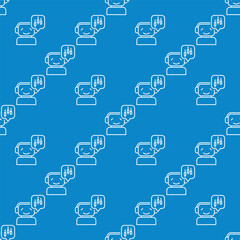 Happy Trading Bot with Candlestick Chart vector seamless pattern in outline style