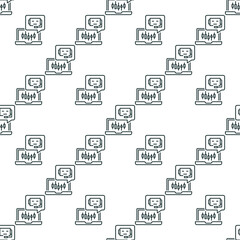 Laptop with Automated Trading Bot vector thin line seamless pattern