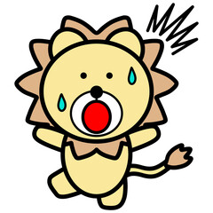 驚いているライオン　イラスト