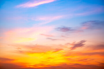 Beautiful , luxury soft gradient orange gold clouds and sunlight on the blue sky perfect for the...