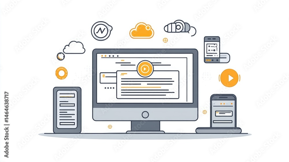 Poster infrastructure as code iac concept visualized with scripts, cloud icons, and cicd tools