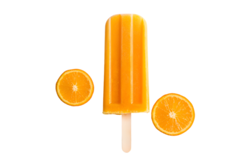 Orange popsicle and orange slices on black background refreshing summer treat