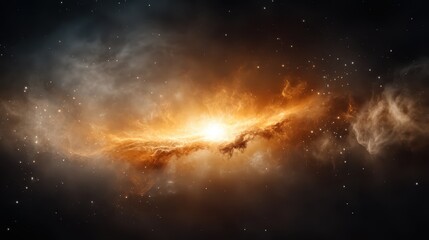 Fototapeta premium An impressive depiction of a galactic center bursting with fiery colors, representing the dynamic nature of galaxies and evoking a sense of energy and awe.