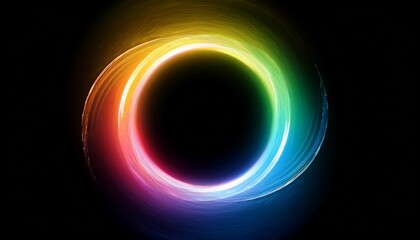 abstract multicolored ring light leak overlay on transparent background
