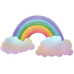 rainbow with pair of colorful cloud hand drawing png transparent clip art illustration