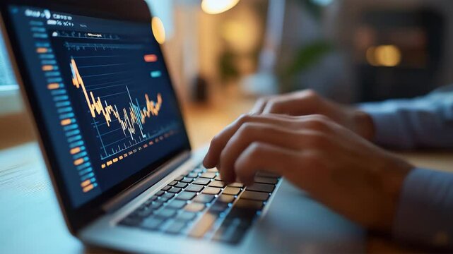 パソコンで株価チャートを確認する手元