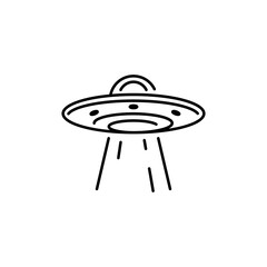 UFO icon. Simple UFO with beam icon for social media, app and web design. Vector illustration.