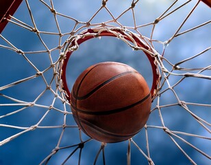 basketball swishes through the net during an exciting game