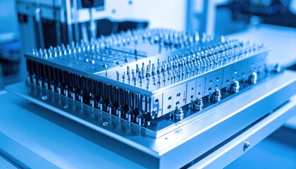 Metal Component Machine Assembly in Blue Tone