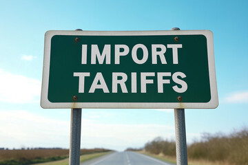 Close-up of a street sign highlighting tariffs concept