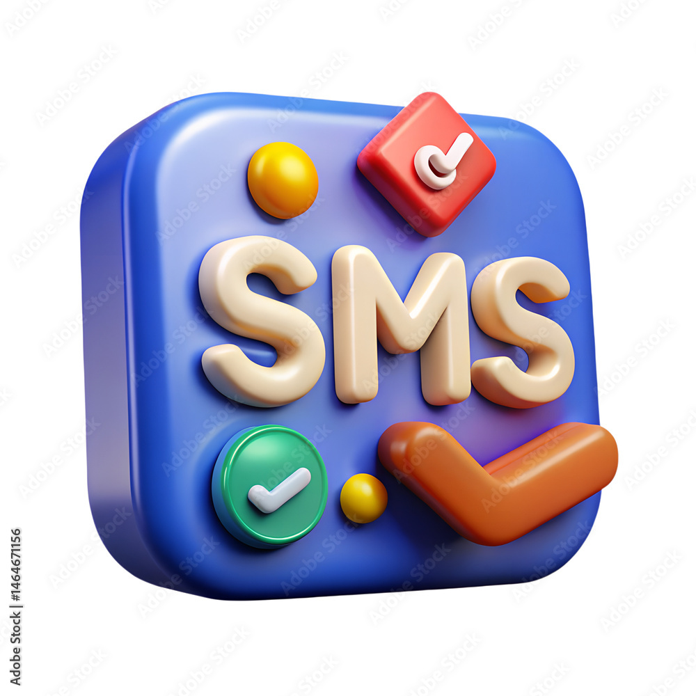 Poster captivating 3d sms icon with checkmarks representing messages sent and received high quality 3d rend