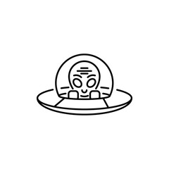 Alien in saucer icon. Simple alien in UFO icon for social media, app and web design. Vector illustration.