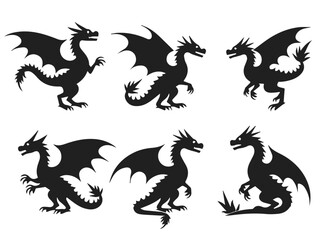 dragon silhouettes set