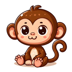 Obraz premium Cute cartoon monkey isolated on white background. Vector illustration. 3