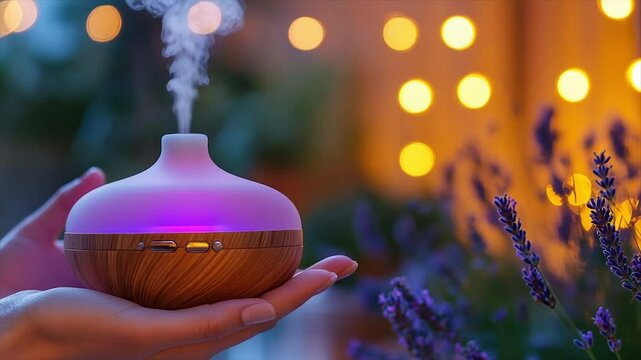 Diffuser in hand, peaceful evening