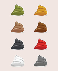 The illustration depicts various stool colors as indicators of children's health status.