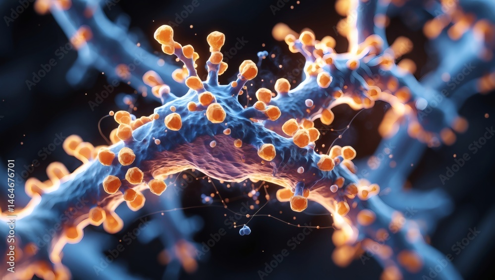 Poster an abstract illustration of a neuron and its structure, representing the complexity of the nervous system 