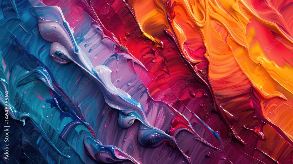 Poster 3d abstract mesh fabric with pink and blue waves. textured and fluid design. background image of red