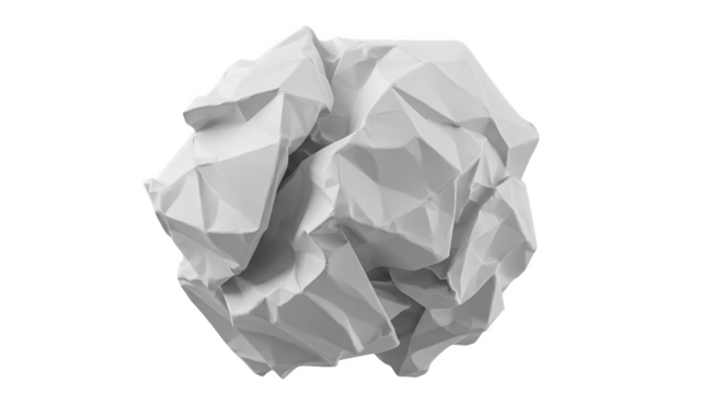 A crumpled ball of white paper isolated on a black background showing the paper's texture and folds isolated on white background, tarensparent background, png, jpg,jpeg,  on transparent background