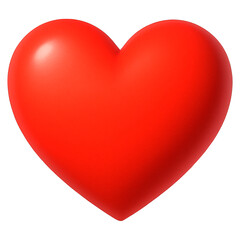 Glossy 3D Red Heart Isolated on White Background – Romantic Love Symbol, Valentine's Day Illustration, Emotional Concept for Greeting Cards and Digital Design