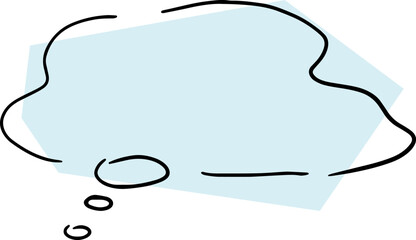 empty thought cloud hand drawn with black curved lines with light blue polygonal background