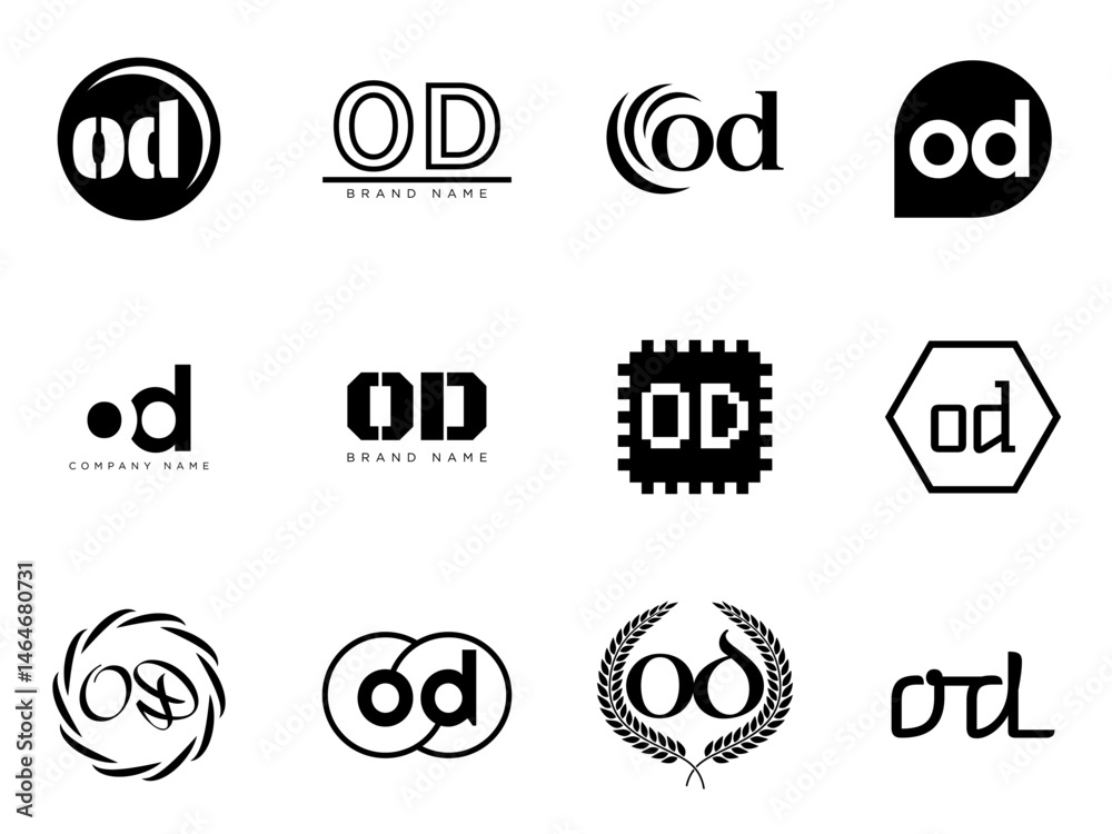 Fototapete od logo company template. letter o and d logotype. set different classic serif lettering and modern 