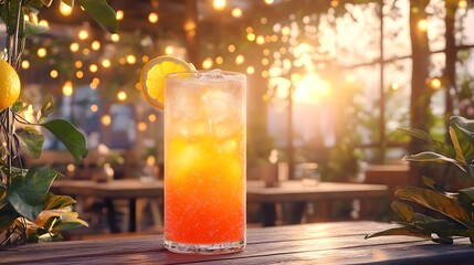 Citrus Mirage A Refreshing Cocktail in a Vibrant Outdoor Setting